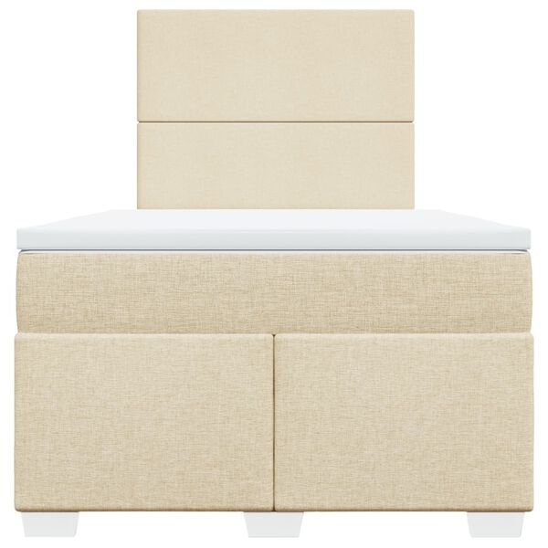 vidaXL Ł&oacute;żko kontynentalne z materacem, kremowe, 120x190 cm, tkanina