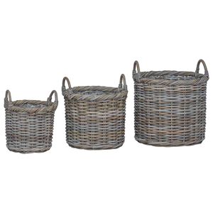 vidaXL Koszyk na rośliny 3 pcs Kubu Szary Rattan Kubu