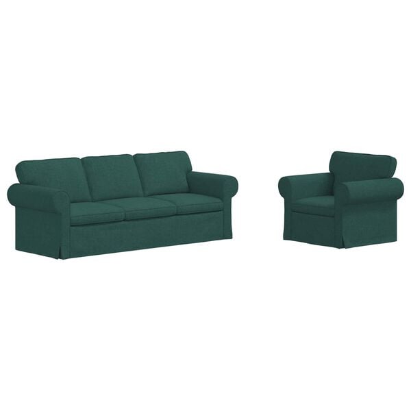 vidaXL Sofa 2 pcs Ciemna zieleń 215 x 82 x 80 cm tkanina