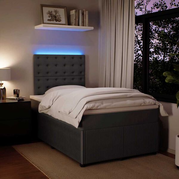 vidaXL Ł&oacute;żko kontynentalne z materacem, ciemnoszare, 120x200cm aksamit