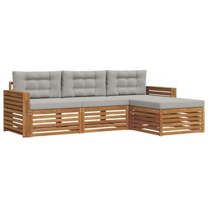 vidaXL Zestaw sof na zewnątrz z poduszką Naturalny i Jasny Szary