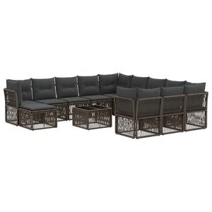 vidaXL Zestaw Sof na Ogr&oacute;d 13 pcs Szary polirattan