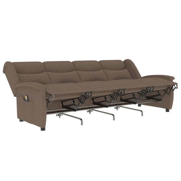 vidaXL Rozkładany fotel masujący, 4-os., kolor taupe, obity tkaniną
