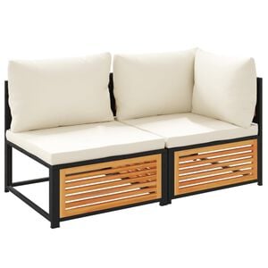 vidaXL Sofa ogrodowa z poduszkami, 2-osobowa, lite drewno akacjowe
