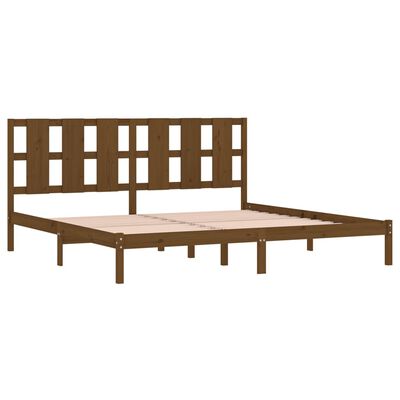 vidaXL Rama łóżka, miodowy brąz, lite drewno, 180x200 cm, Super King