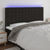 vidaXL Zagł&oacute;wek do ł&oacute;żka z LED, czarny, 200x5x118/128 cm, tkanina