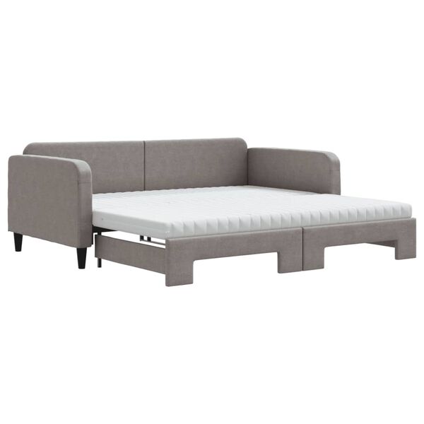 vidaXL Sofa rozsuwana z materacami, ciemnoszara, 100x200 cm, tkanina