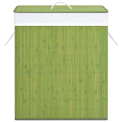 vidaXL Bambusowy kosz na pranie z pojedynczą przegrodą, zielony, 83 L
