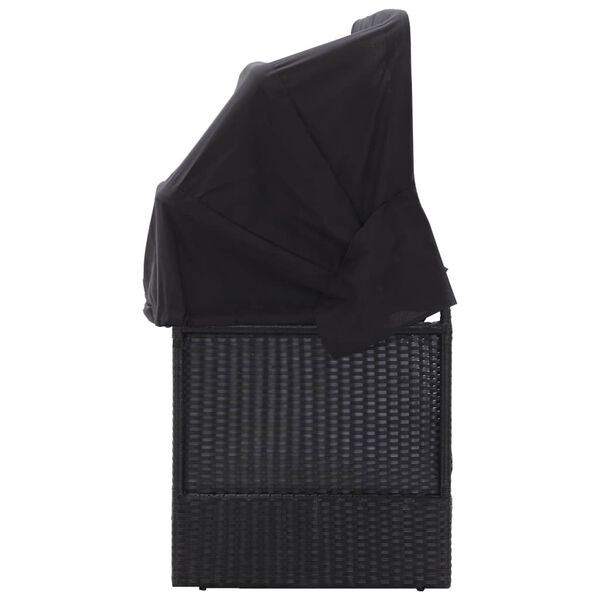 vidaXL Sofa ogrodowa z zadaszeniem, polirattan, czarna