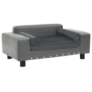 vidaXL Sofa dla psa, szara, 81x43x31 cm, plusz i sztuczna sk&oacute;ra