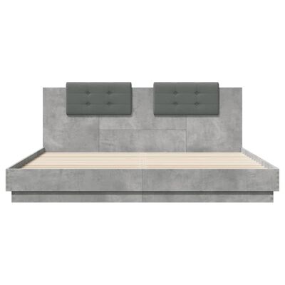 vidaXL Rama łóżka z wezgłowiem, szarość betonu, 200x200 cm