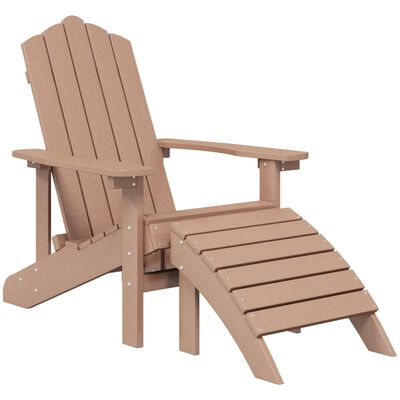 vidaXL Krzesła ogrodowe Adirondack z podnóżkami, 2 szt., HDPE, brązowe