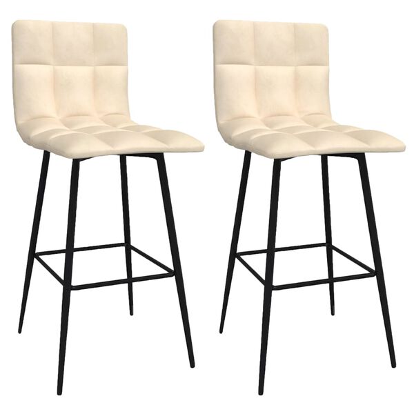 vidaXL Stołki barowe, 2 szt., kremowe, obite aksamitem