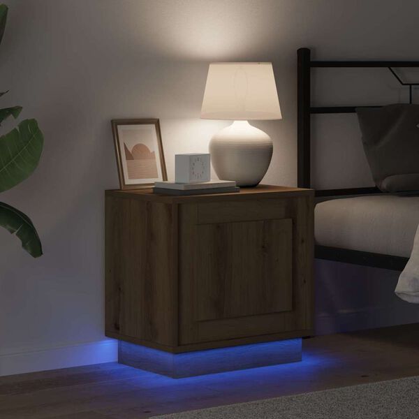 vidaXL Szafka Nocna Ze LED Lights Dąb rzemieślniczy 44 x 34,5 x 45 cm