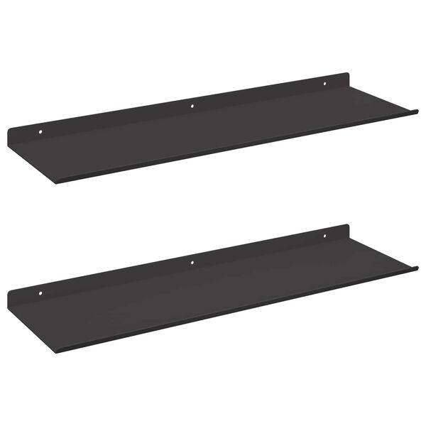 vidaXL P&oacute;łka wisząca 2 pcs Czarny 60 x 18 x 2,5 cm Stal