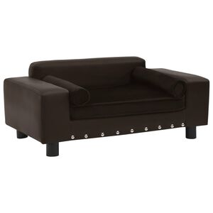 vidaXL Sofa dla psa, brązowa, 81x43x31 cm, plusz i sztuczna skóra