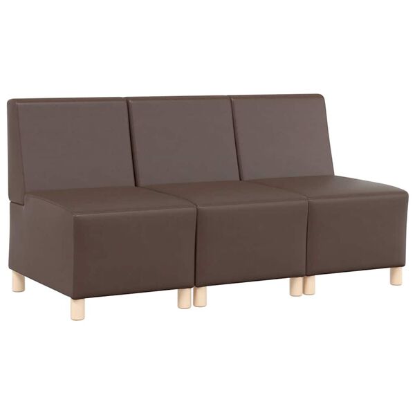 vidaXL Modułowa sofa bez podłokietnik&oacute;w 3 pcs Brązowy 55 x 74 x 82 cm