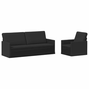 vidaXL Zestaw Sof 2 pcs Czarny tkanina