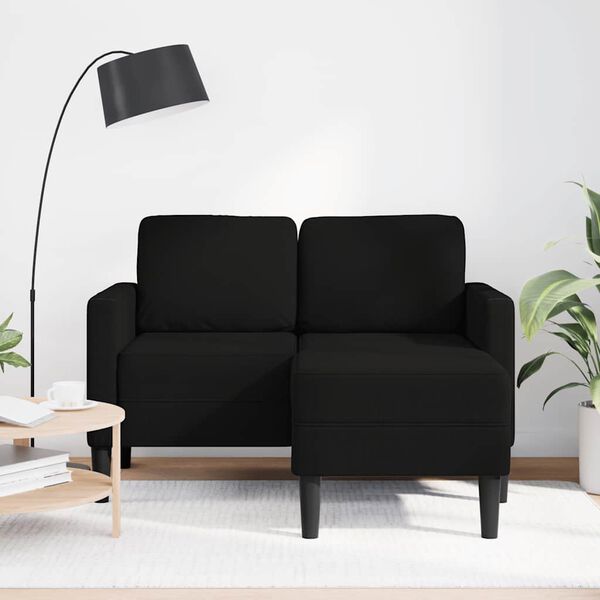 vidaXL Sofa 2-osobowa z szezlongiem w kształcie litery L, czarna