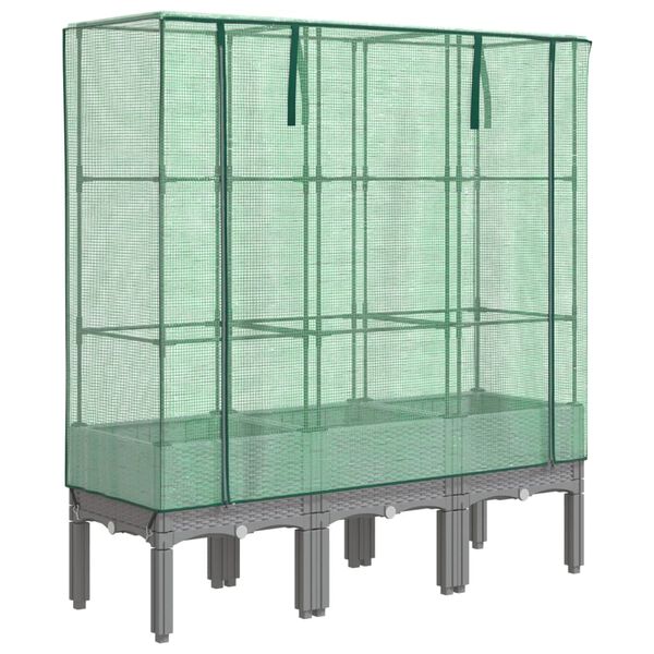 vidaXL Podwyższona donica ze szklarnią, wygląd rattanu, 120x40x140 cm