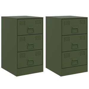 vidaXL Szafki nocne, 2 szt., oliwkowa zieleń, 34,5x39x62 cm, stal