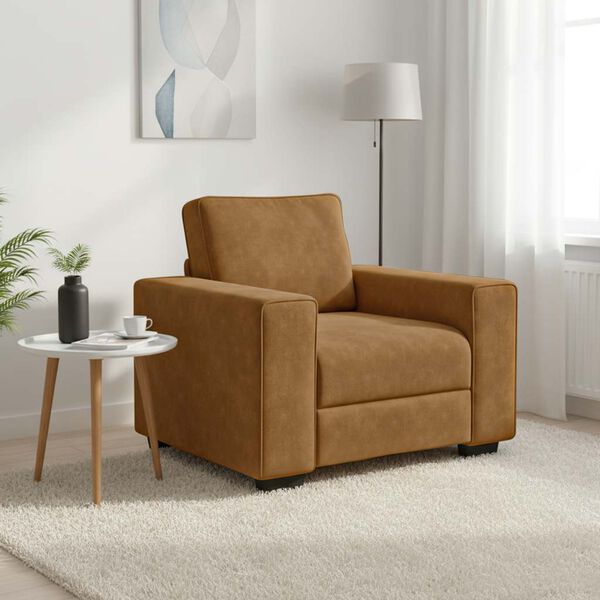 vidaXL Sofa Fotel Brązowy 100x77x82 cm Aksamit