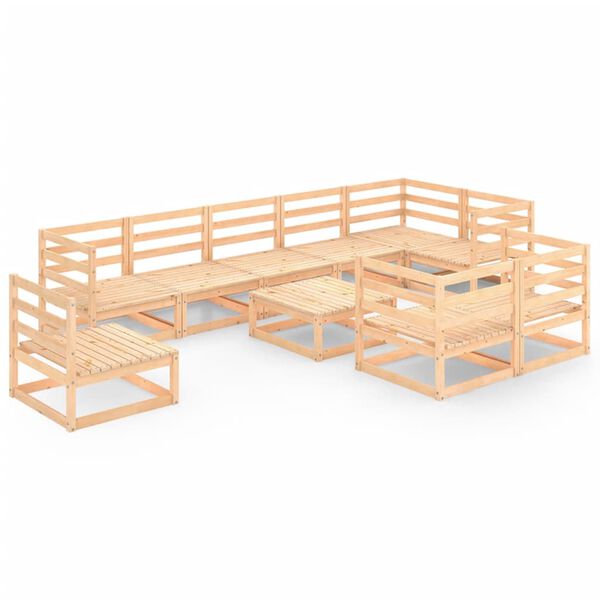 vidaXL 10-cz. zestaw mebli wypoczynkowych do ogrodu, drewno sosnowe