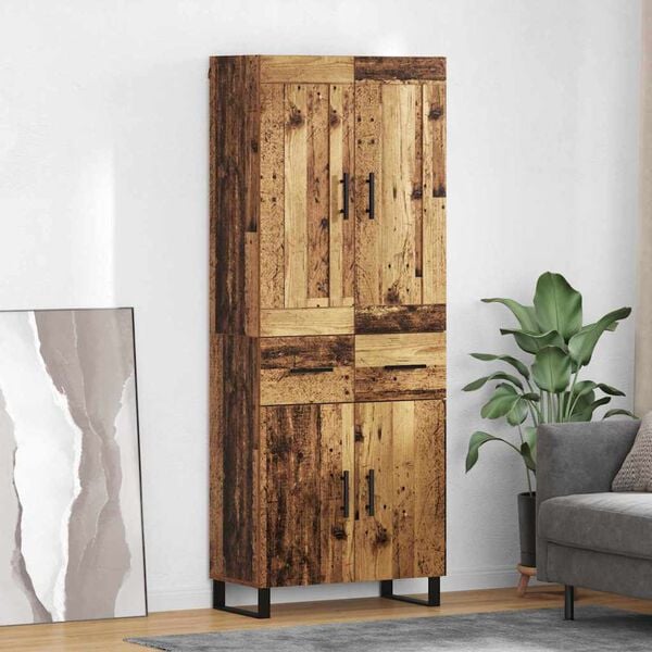 vidaXL Highboard z szufladą Stare drewno 69,5 x 34 x 180 cm