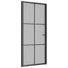 vidaXL Drzwi wewnętrzne, 93x201,5 cm, czarne, matowe szkło i aluminium