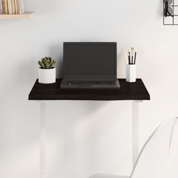 vidaXL Blat stołu, ciemnobrązowy, 60x40x2 cm, lite drewno dębowe