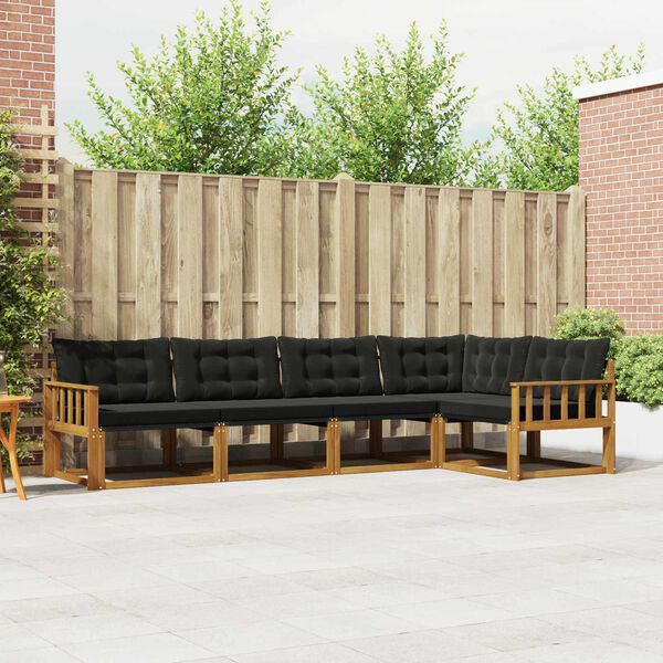 vidaXL Zestaw sof na zewnątrz z poduszką 5 pcs Naturalny i czarny