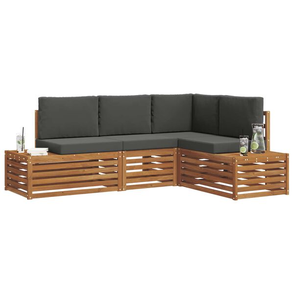 vidaXL Zestaw sof na zewnątrz 4 Sztuka Naturalny i Antracytowy