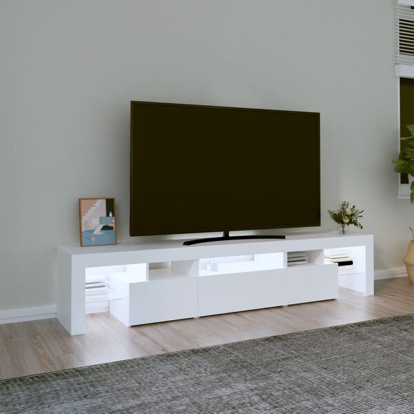 vidaXL Szafka pod TV z oświetleniem LED, biała 200x36,5x40 cm