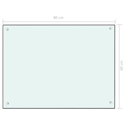 vidaXL Panel ochronny do kuchni, biały, 80x60 cm, szkło hartowane