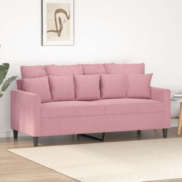 vidaXL Sofa 2-osobowa, r&oacute;żowy, 140 cm, tapicerowana aksamitem