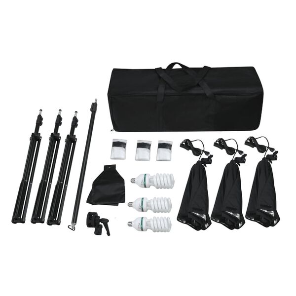 vidaXL Fotograficzny zestaw studyjny z lampami softbox i tłem