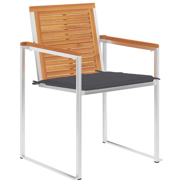 vidaXL Krzesła ogrodowe z poduszkami, 2 szt., drewno akacjowe i stal