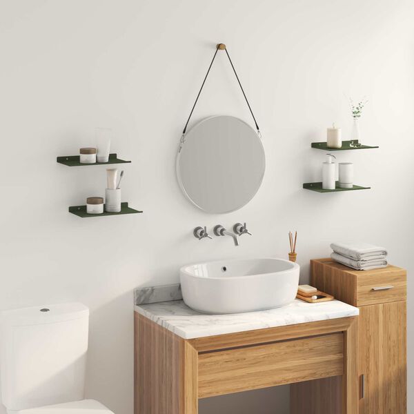 vidaXL P&oacute;łka wisząca 4 pcs Zielony oliwkowy 30 x 18 x 2,5 cm Stal