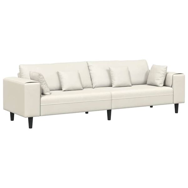 vidaXL Sofa welurowa z poduszką Kremowy 208 cm Aksamit