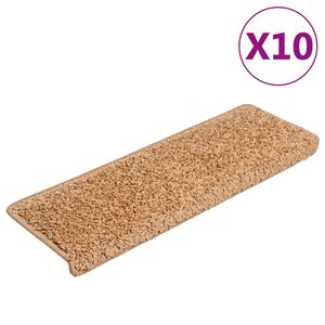 vidaXL Maty na schody 10 szt. 65x21x4 cm Beżowe, prostokątne krawędzie