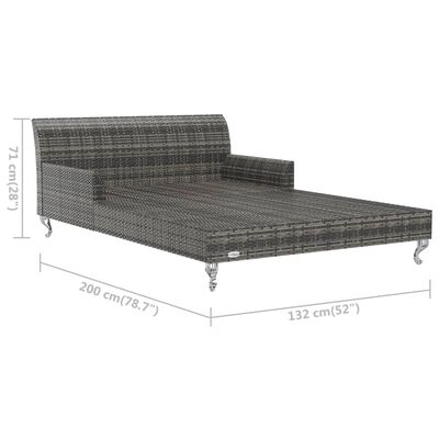 vidaXL 2-osobowe łóżko ogrodowe z poduszkami, rattan PE, szare