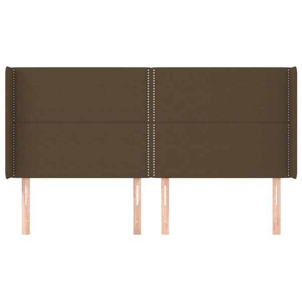 vidaXL Zagł&oacute;wek uszak, ciemnobrązowy, 163x16x118/128 cm, tkanina