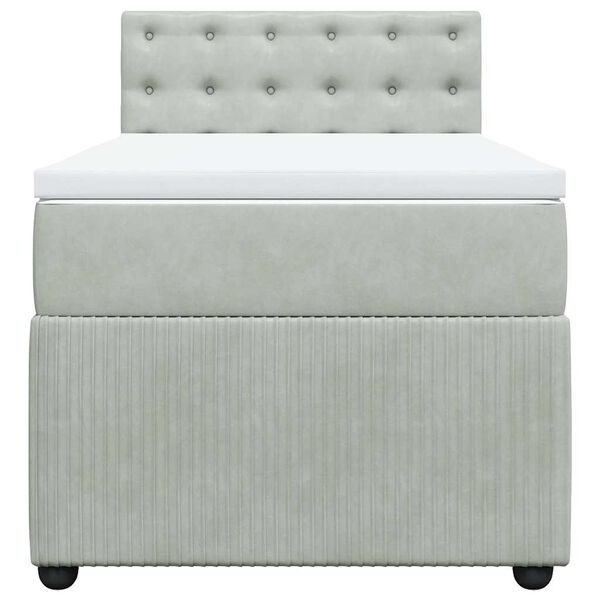 vidaXL Ł&oacute;żko kontynentalne z materacem, jasnoszare, aksamit, 80x200 cm