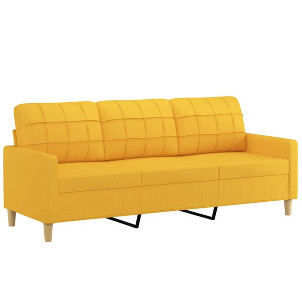 vidaXL Sofa 3-osobowa, jasnoż&oacute;łta, 180 cm, tapicerowana tkaniną