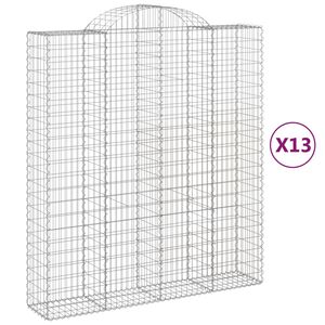 vidaXL Kosze gabionowe, 13 szt, 200x50x220/240cm, galwanizowane żelazo
