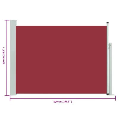 vidaXL Wysuwana markiza boczna na taras, 100 x 500 cm, czerwona