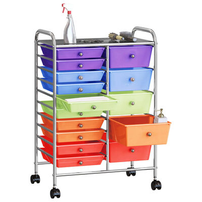 vidaXL Wózek XXL z 15 szufladami, kolorowy, plastikowy