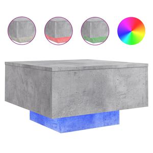 vidaXL Stolik kawowy z podświetleniem LED, szarość betonu, 55x55x31 cm