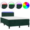 vidaXL Ł&oacute;żko kontynentalne z materacem i LED, ciemna zieleń, 120x190cm