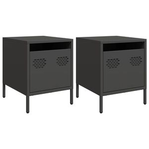 vidaXL Szafki nocne, 2 szt., czarne, 35x39x43,5 cm, stal